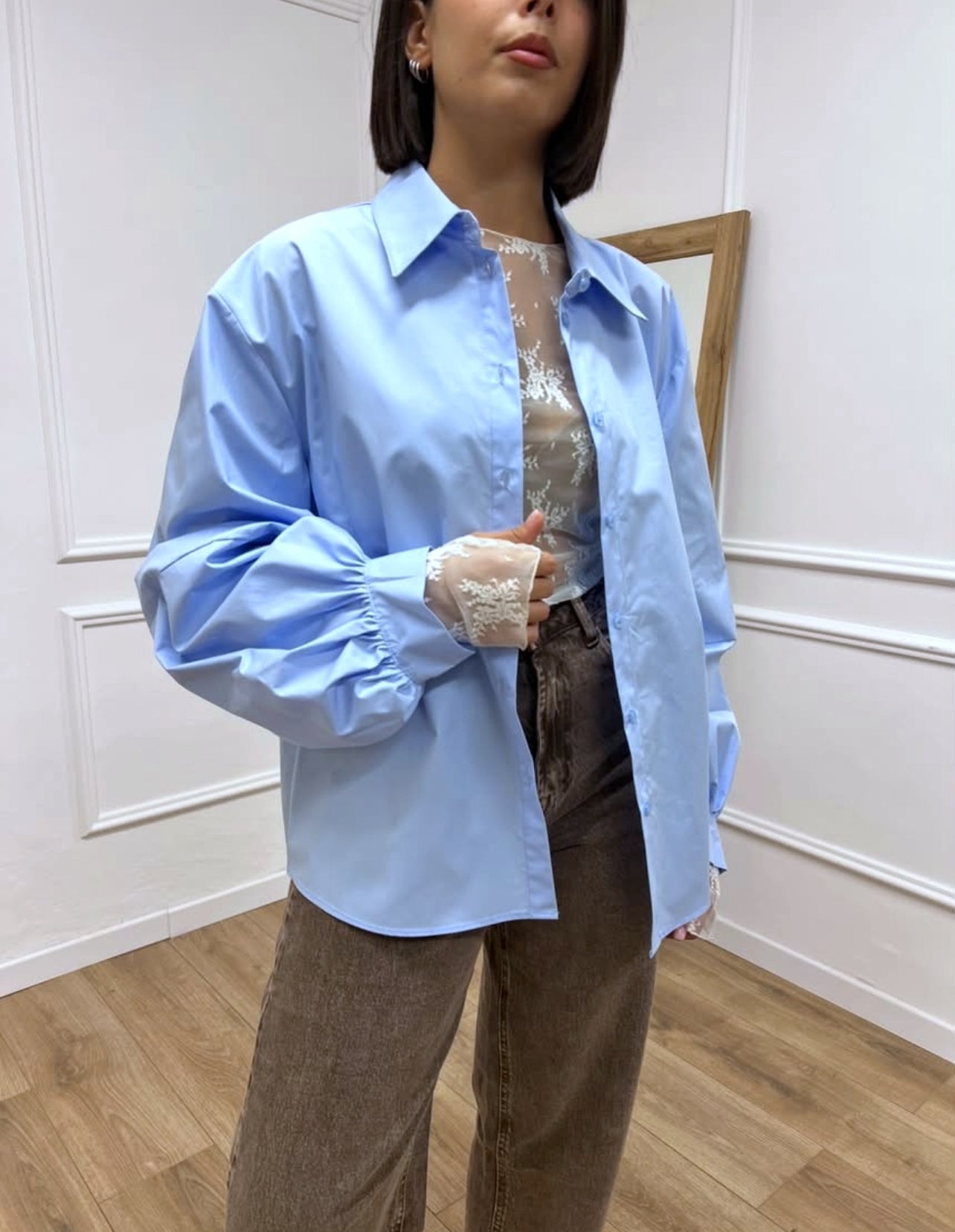 CAMICIA MANICHE PALLONCINO ILA AZZURRO SUSY MIX