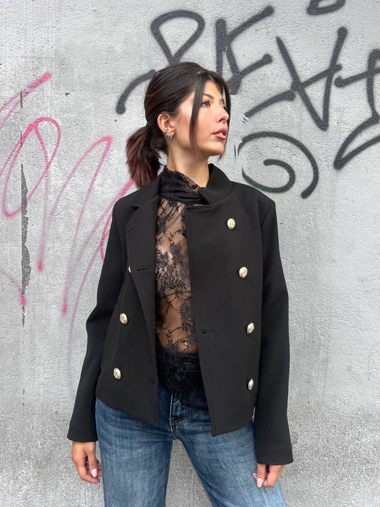 SUSY MIX GIACCA BOTTONE ORO DOPPIOPETTO AMANDA NERO