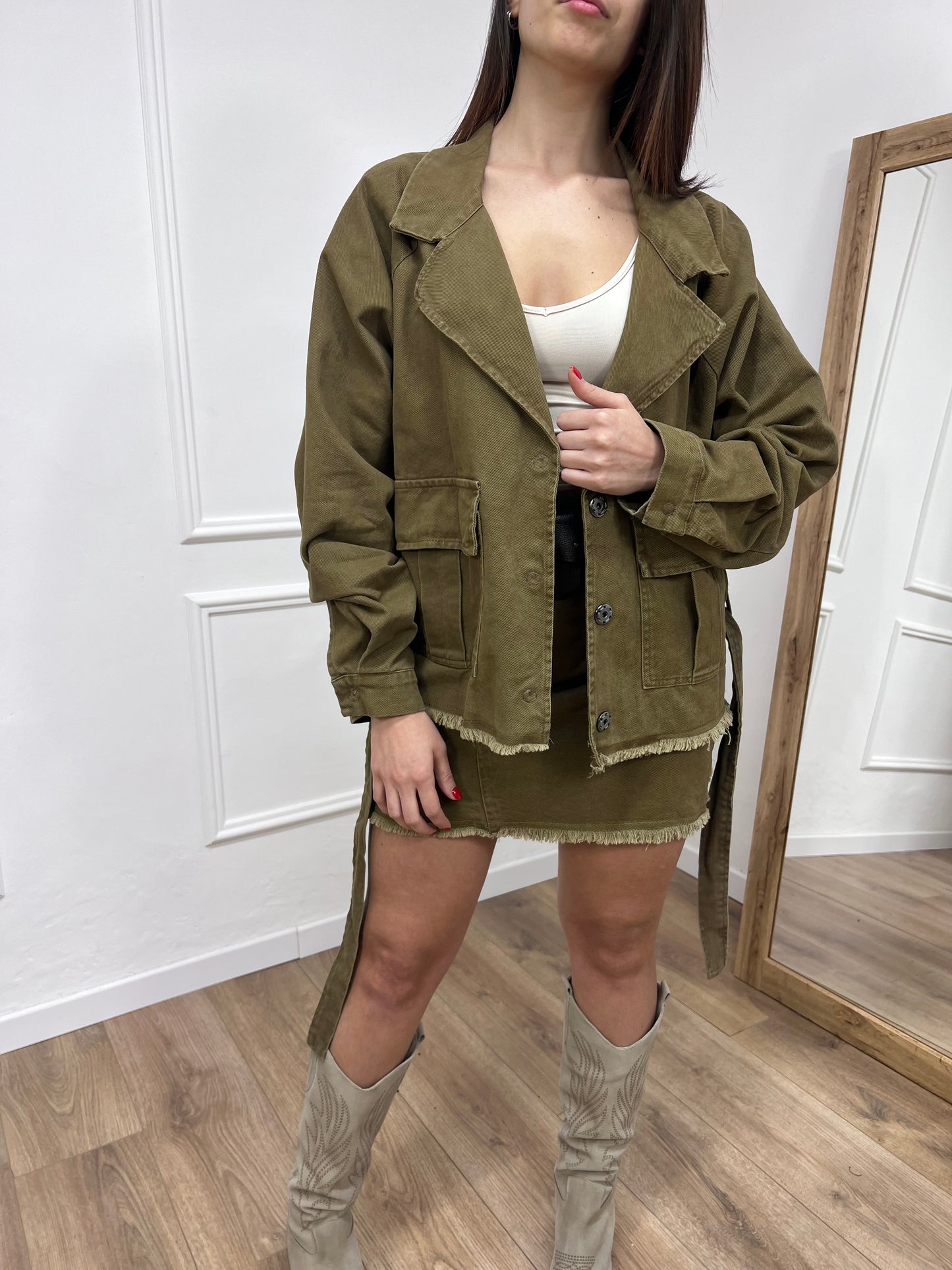 SUSY MIX GIACCA CON CINTURA BEA FANGO