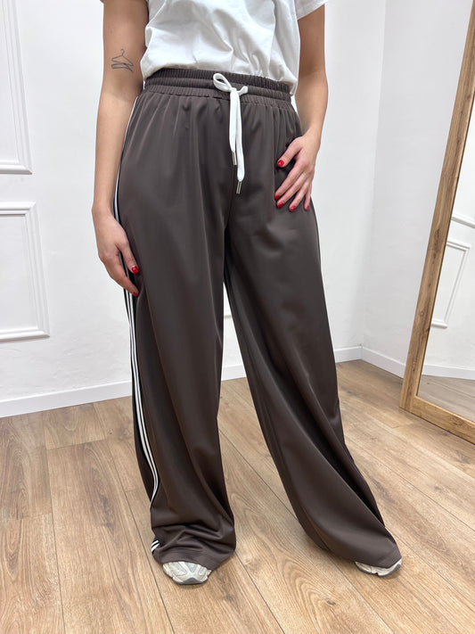 SUSY MIX PANTALONE PALAZZO ACETATO BANDE JOSY MORO