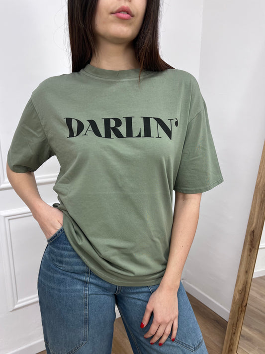 SUSY MIX T-SHIRT M/C GIROCOLLO “DARLIN’ ” MILITARE