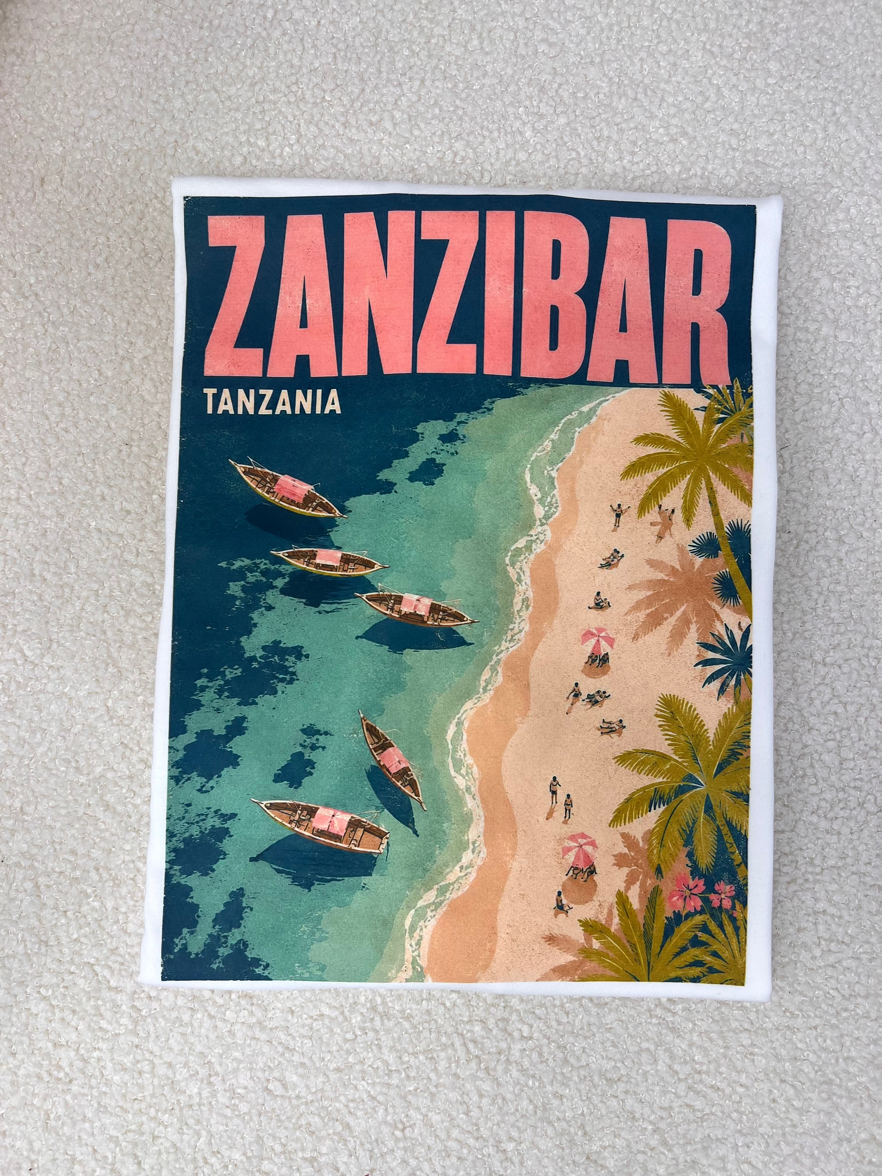 T-SHIRT LUNGA OVER STAMPA ZANZIBAR BIANCO SUSY MIX