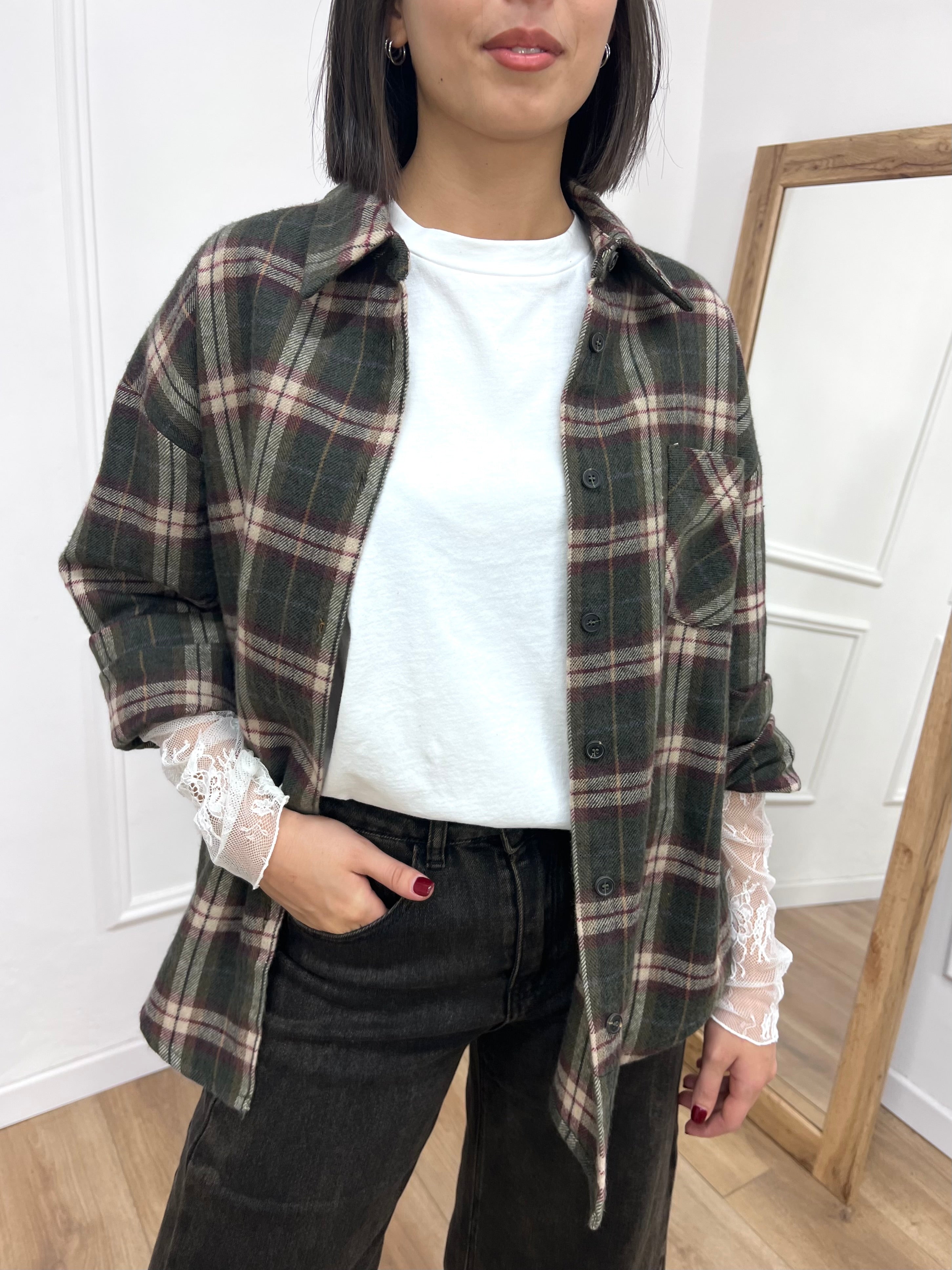 CAMICIA CHECK FLANELLA PAMELA MILITARE MOTEL