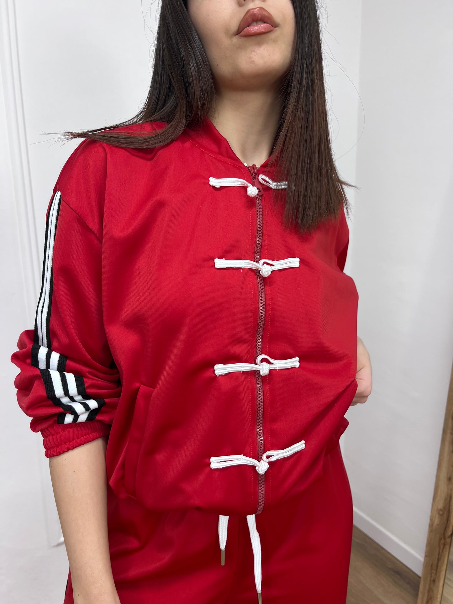 SUSY MIX FELPA ALAMARI CON BANDE JOSY ROSSO