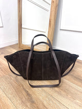 BORSA TOTE PELLE CAMOSCIO CYME MORO
