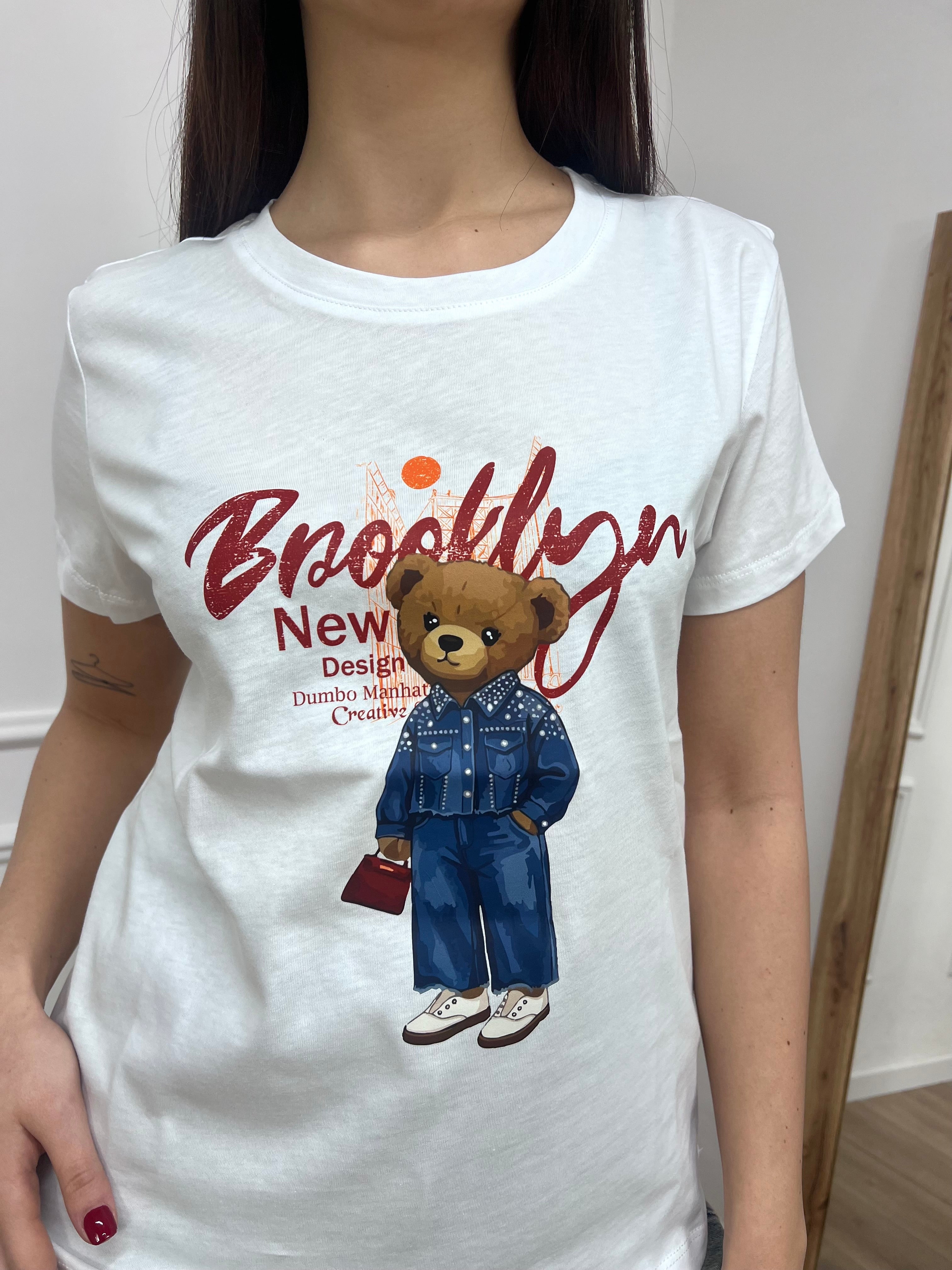 T-SHIRT M/C BASIC “ORSO BROOKLYN BIANCO