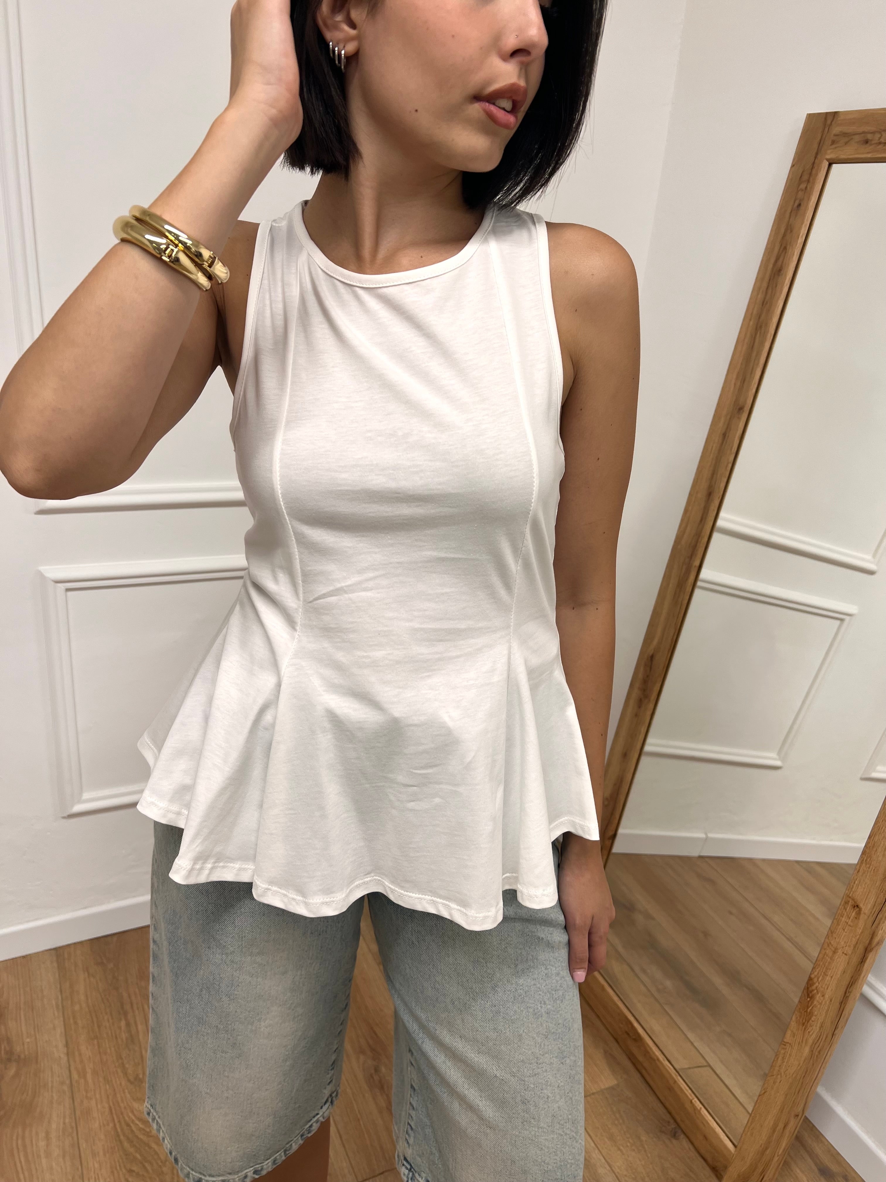 CANOTTA VOGATORE PEPLUM BERRY BIANCO SUSY MIX