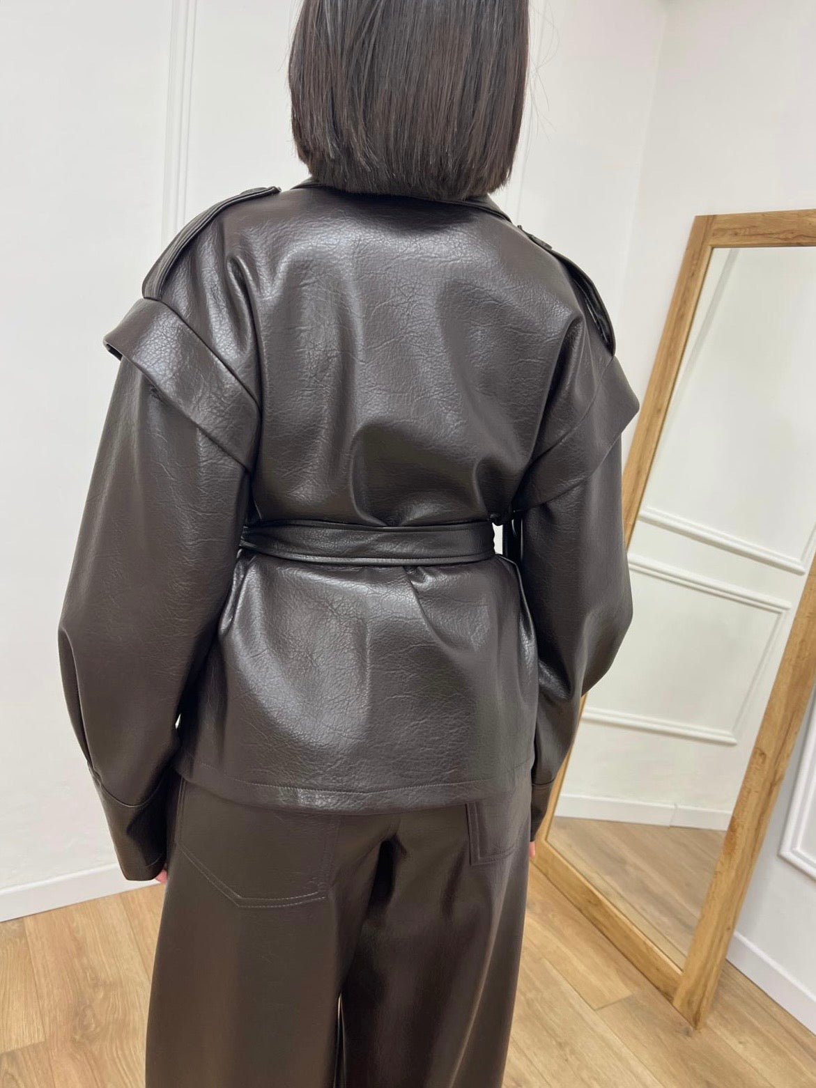 GIACCA KIMONO OVER ECOPELLE CINTURA BEA MORO  SUSY MIX