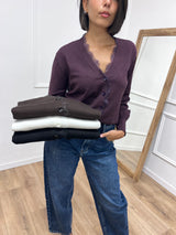CARDIGAN SCOLLO V PROFILO PIZZO IDA VINO SUSY MIX