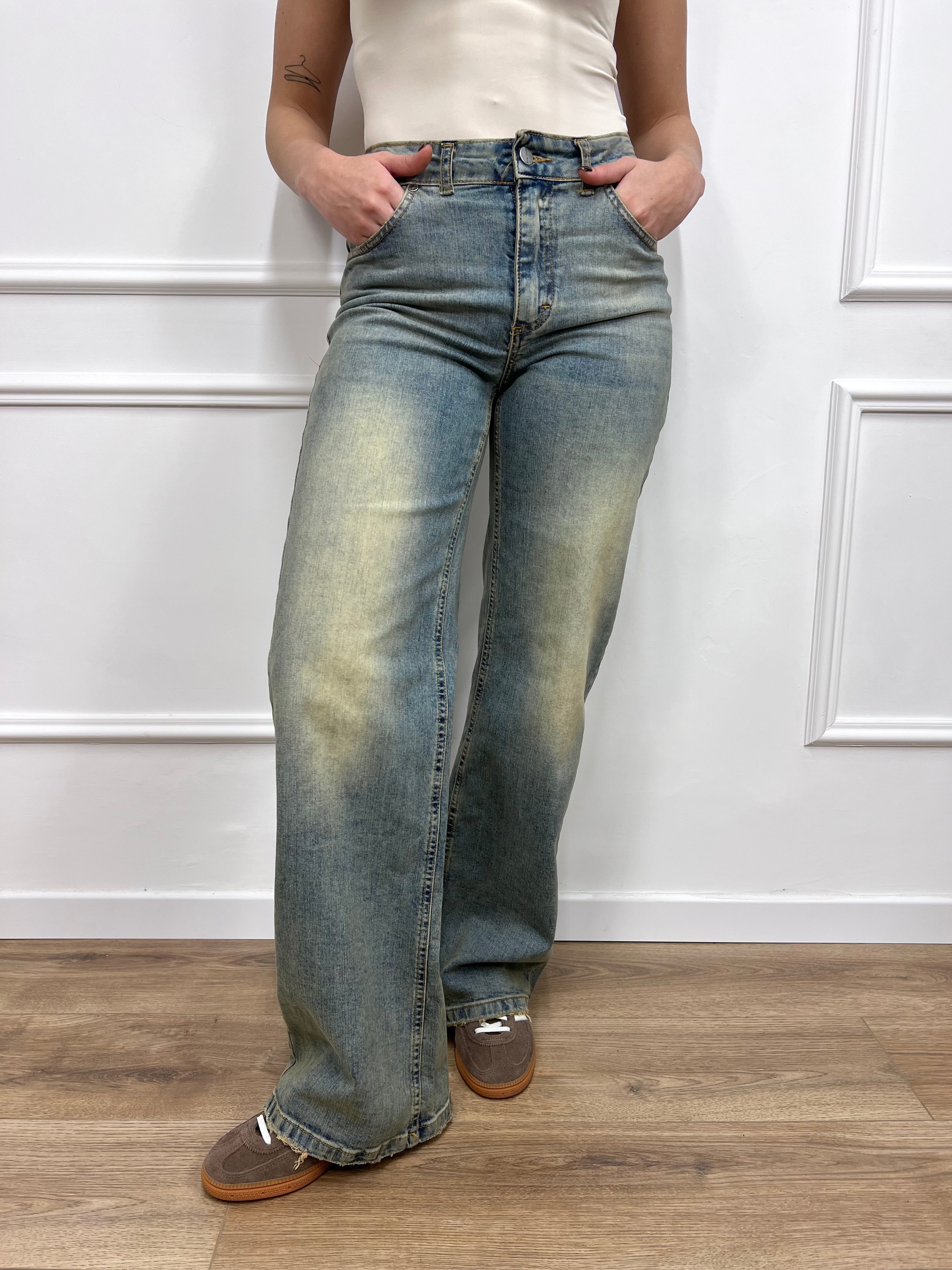 DENIM VITA ALTA STRAIGHT JERIKA SABBIATO SUSY MIX