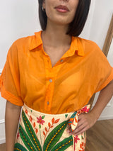 CAMICIA LUNGA MUSSOLA M/C BOTTONI JALE ARANCIO SUSY MIX