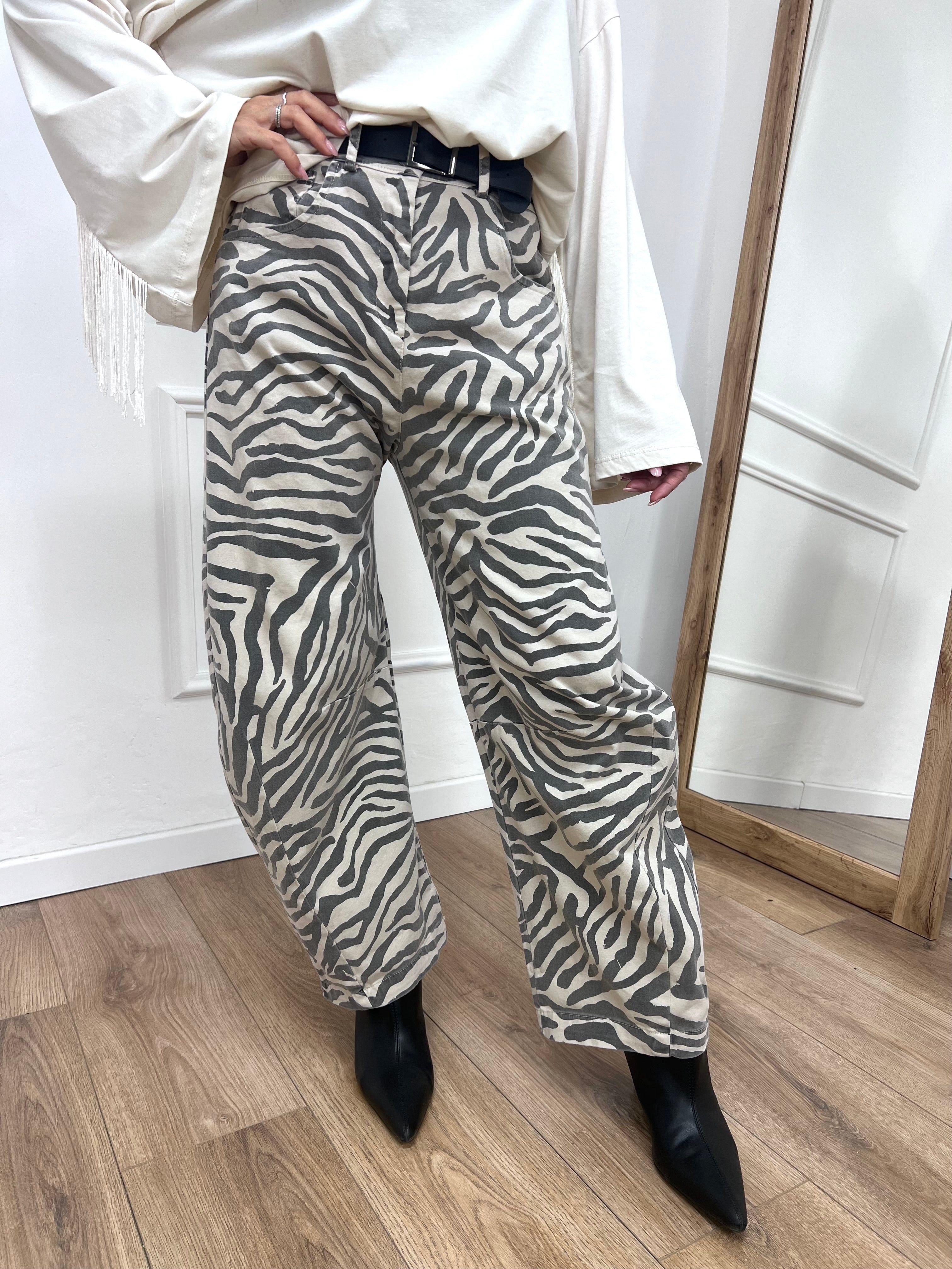 PANTALONE OVETTO ANIMALIER ZEBRA SUSY MIX