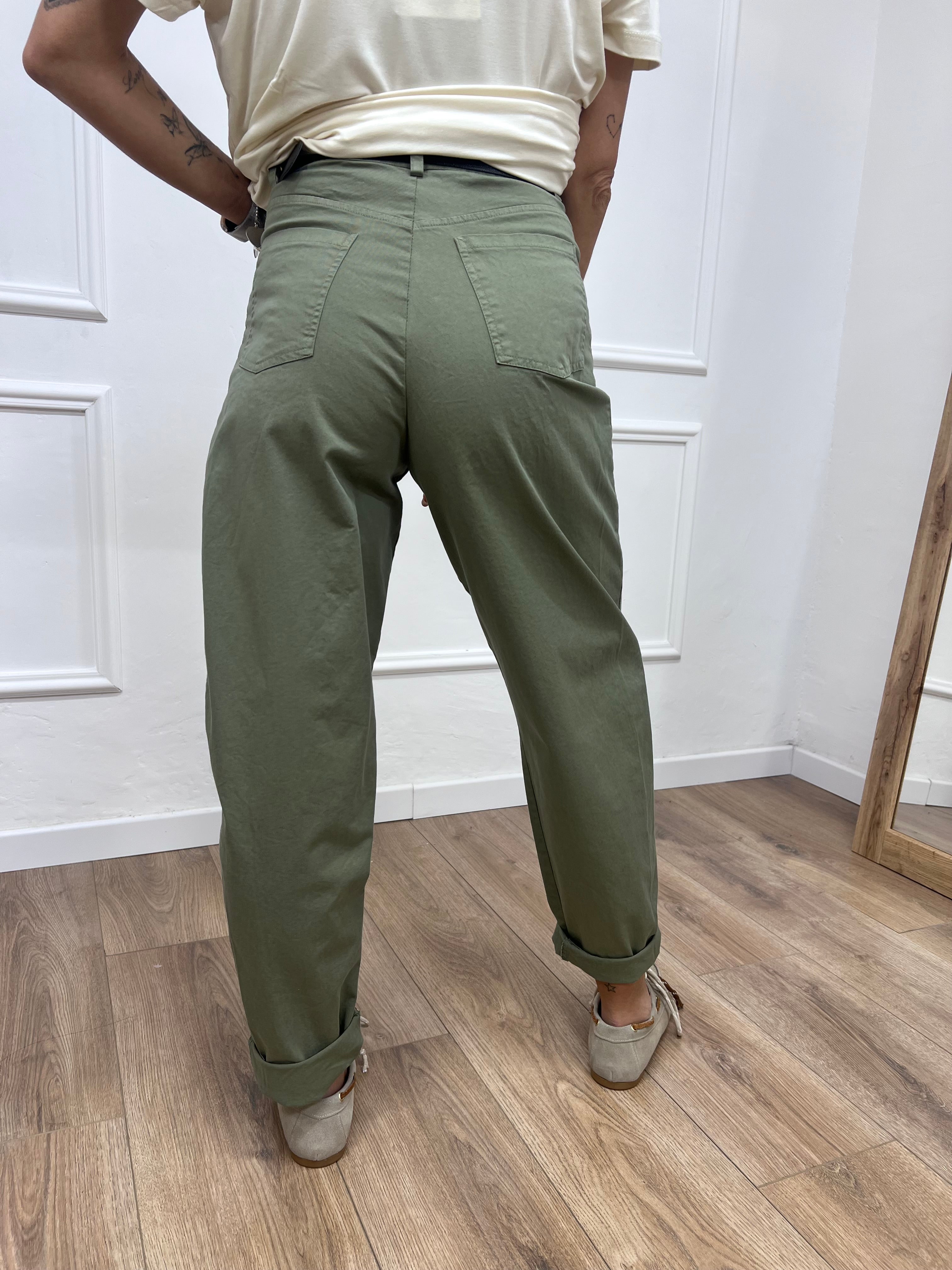 PANTALONE VITA ALTA OVETTO “CUORE” MILITARE