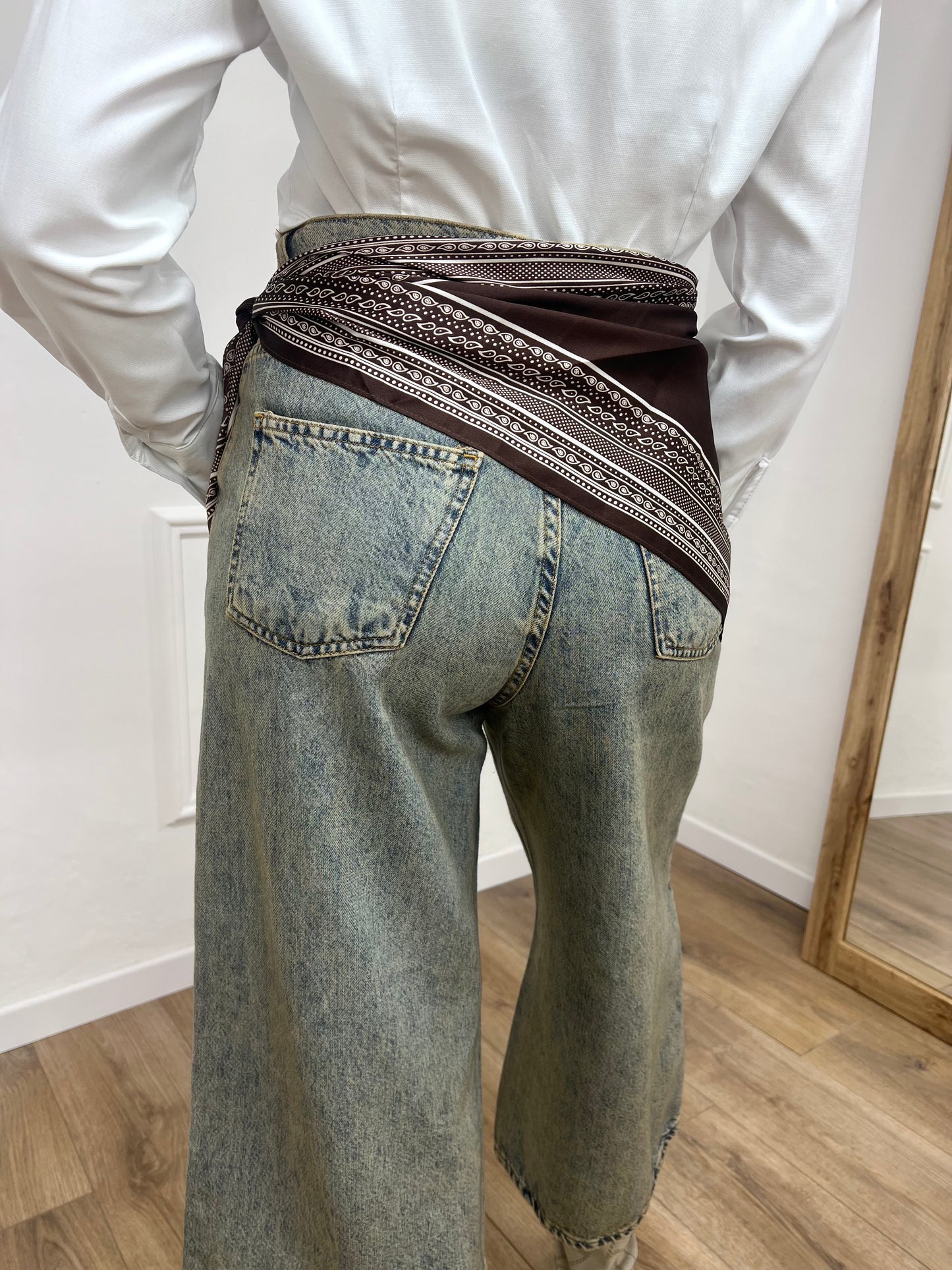 FOULARD TRIANGOLO SATIN STAMPA BANDANA MORO