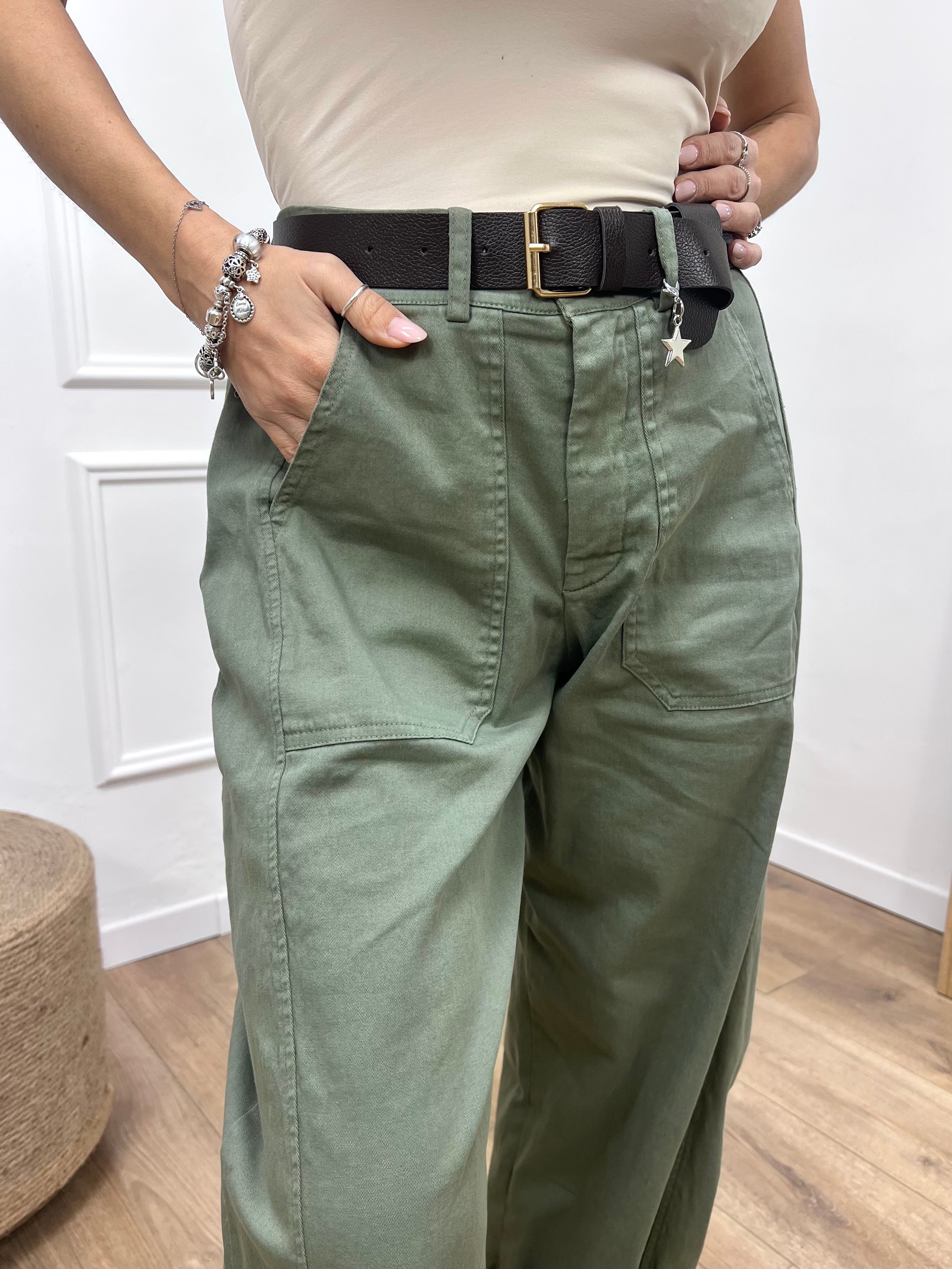 PANTALONE COTONE BALLON  STELLINA MILITARE SUSY MIX