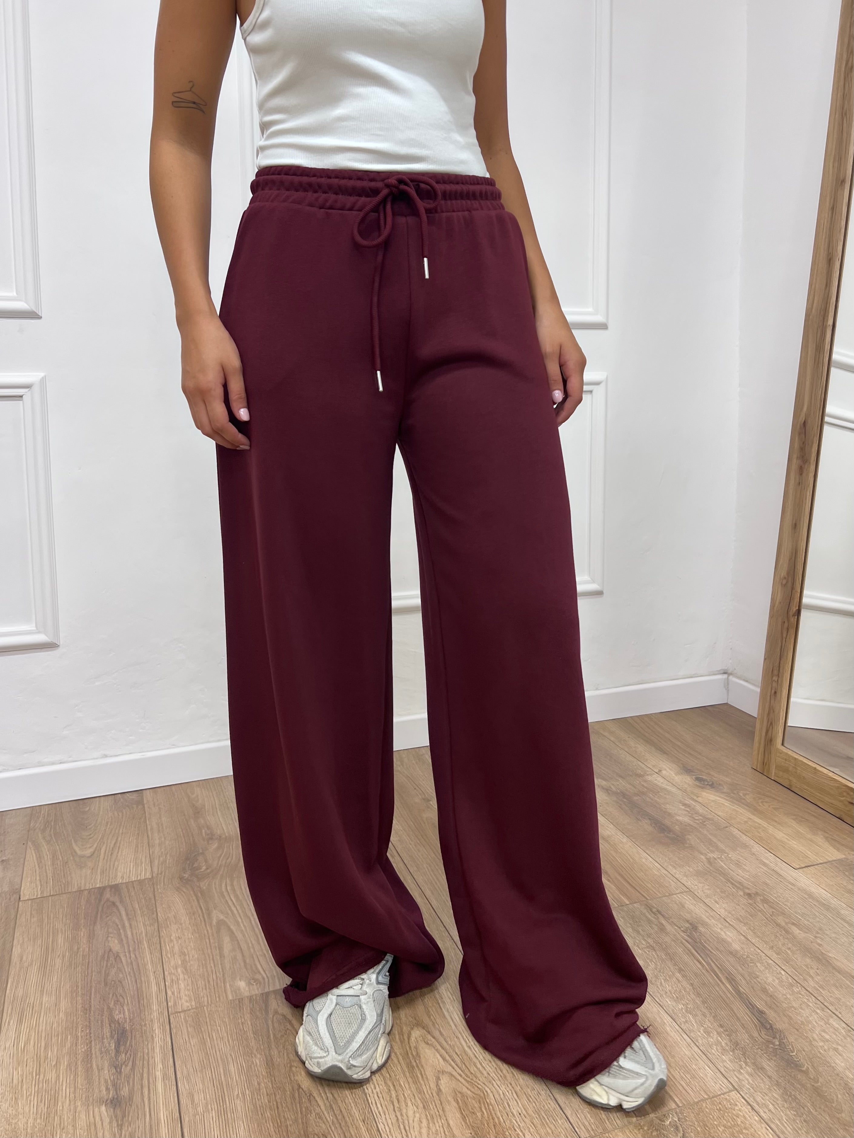 PANTALONE FELPA PALAZZO CON LACCIO SARA BAROLO