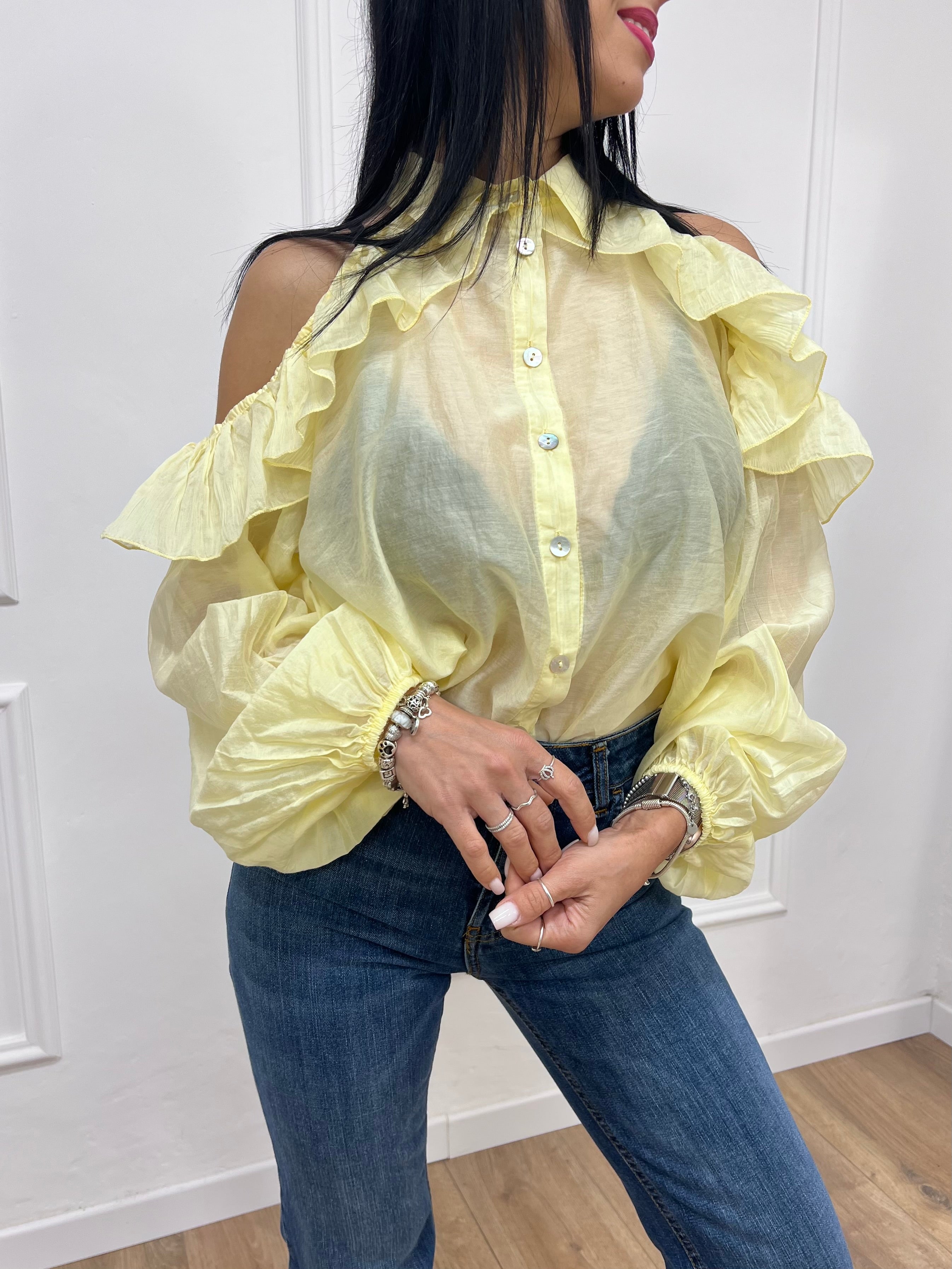 BLUSA CUT OUT ROUCHES ALENA GIALLO SUSY MIX