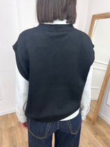 GILET IN MAGLIA SCOLLO V NERO SUSY MIX