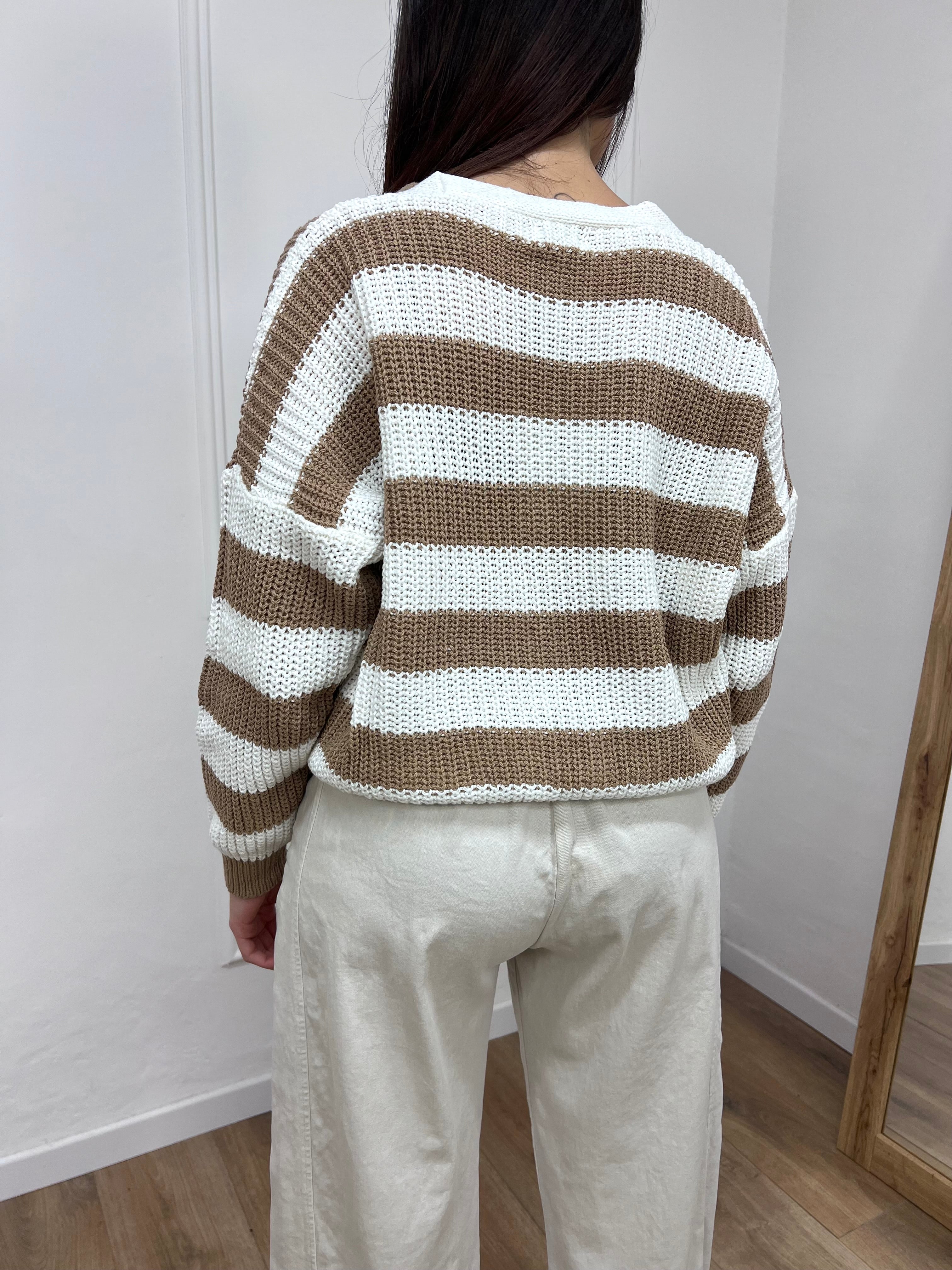 CARDIGAN FILO RIGATO BOTTONI CHIARA CORDA SUSY MIX
