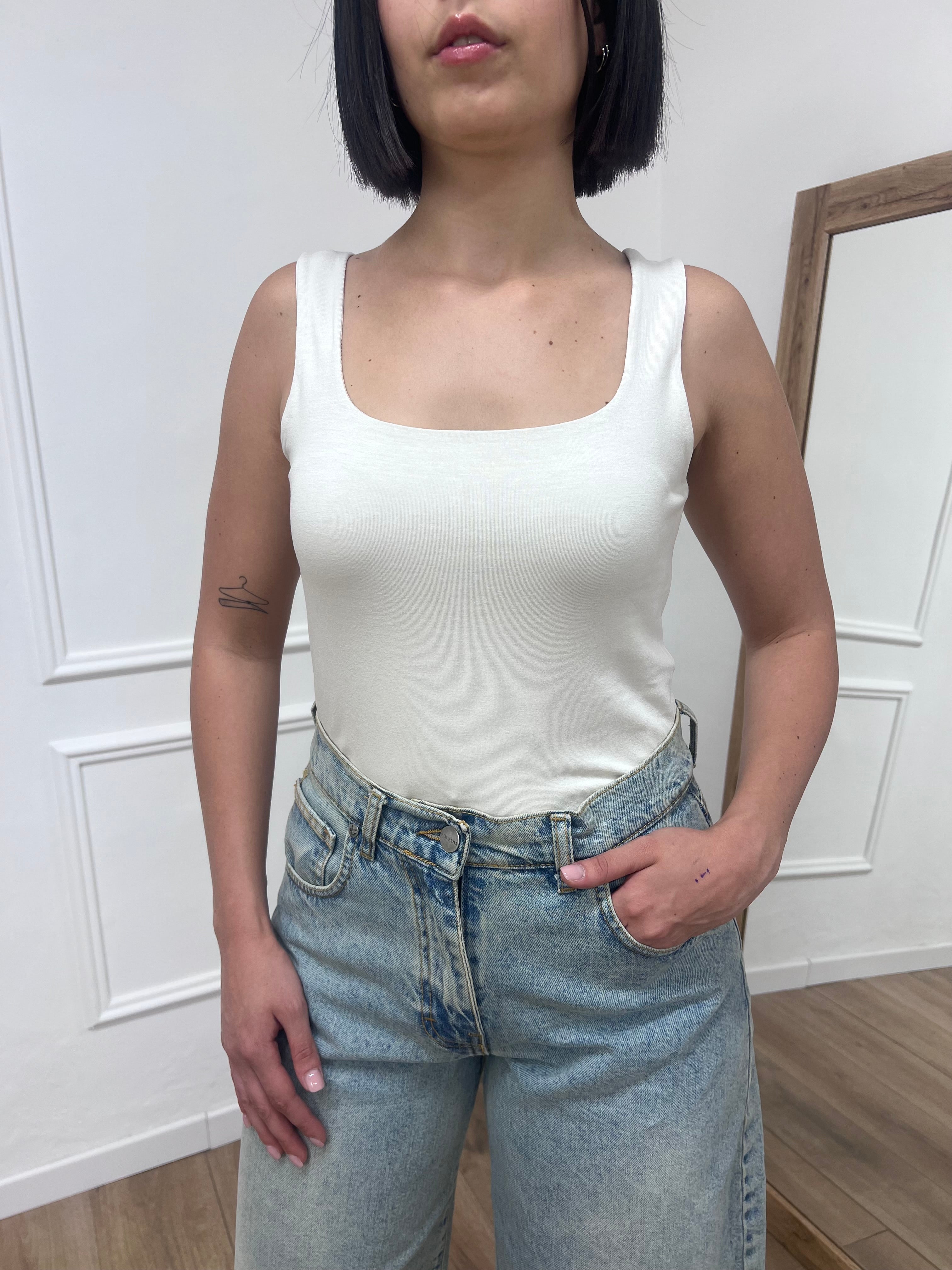CANOTTA SCOLLO QUADRO JERSEY IRMA BURRO SUSY MIX