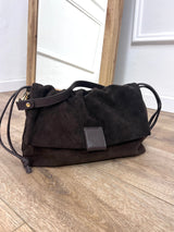 BORSA POUCH ARRICCIATA CAMOSCIO BROOKLYN MORO