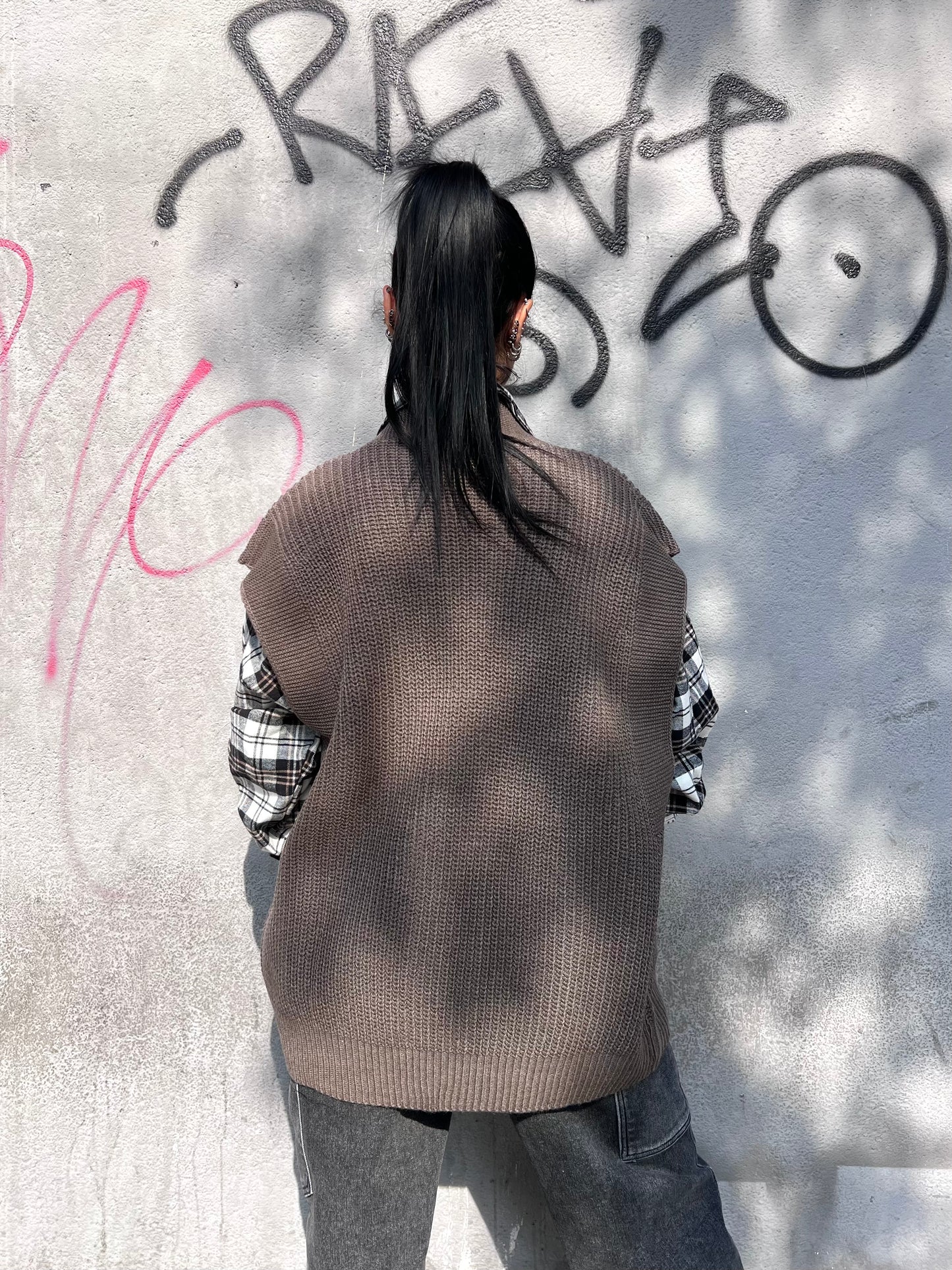 SUSY MIX GILET SCOLLO V BOTTONI YARY TORTORA