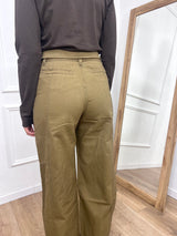 PANTALONE VITA ALTA CON FUSCIACCA AYLIN KAKI