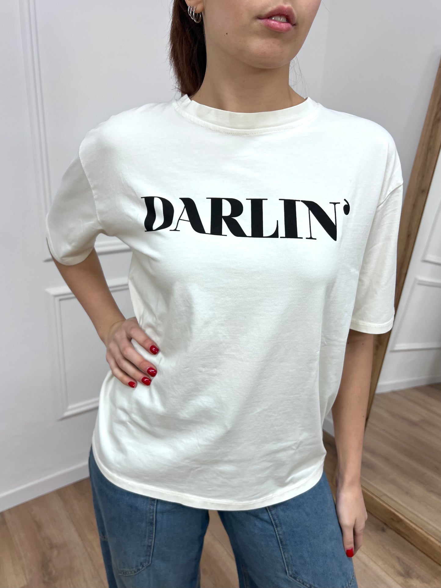 SUSY MIX T-SHIRT M/C GIROCOLLO “DARLING” LATTE