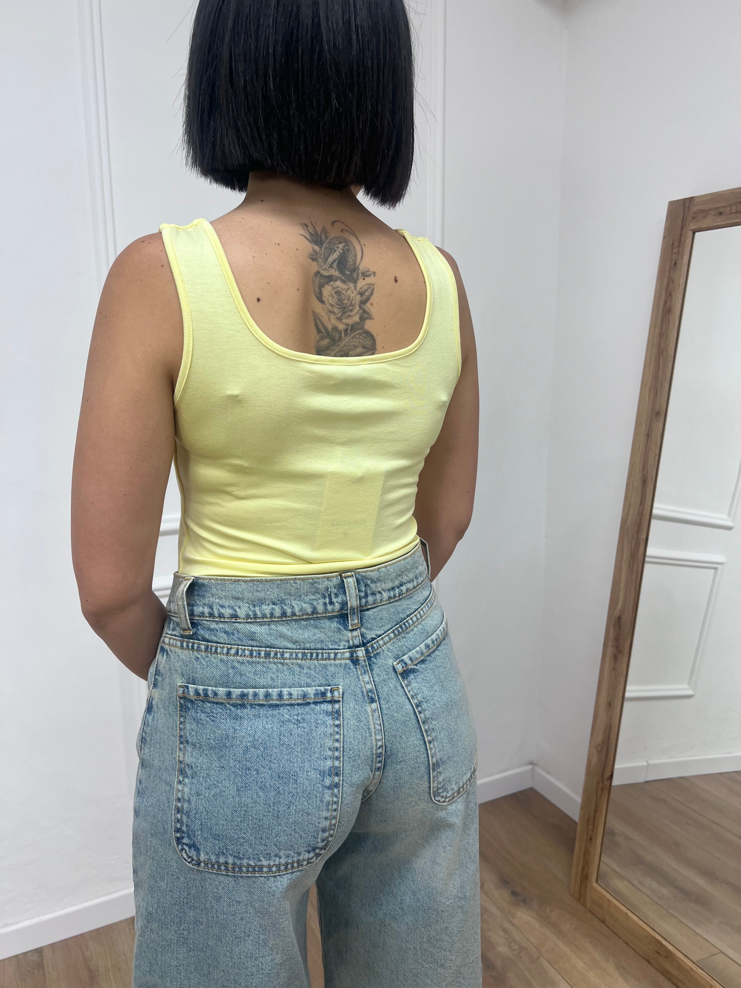 CANOTTA SCOLLO QUADRO JERSEY IRMA GIALLO SUSY MIX