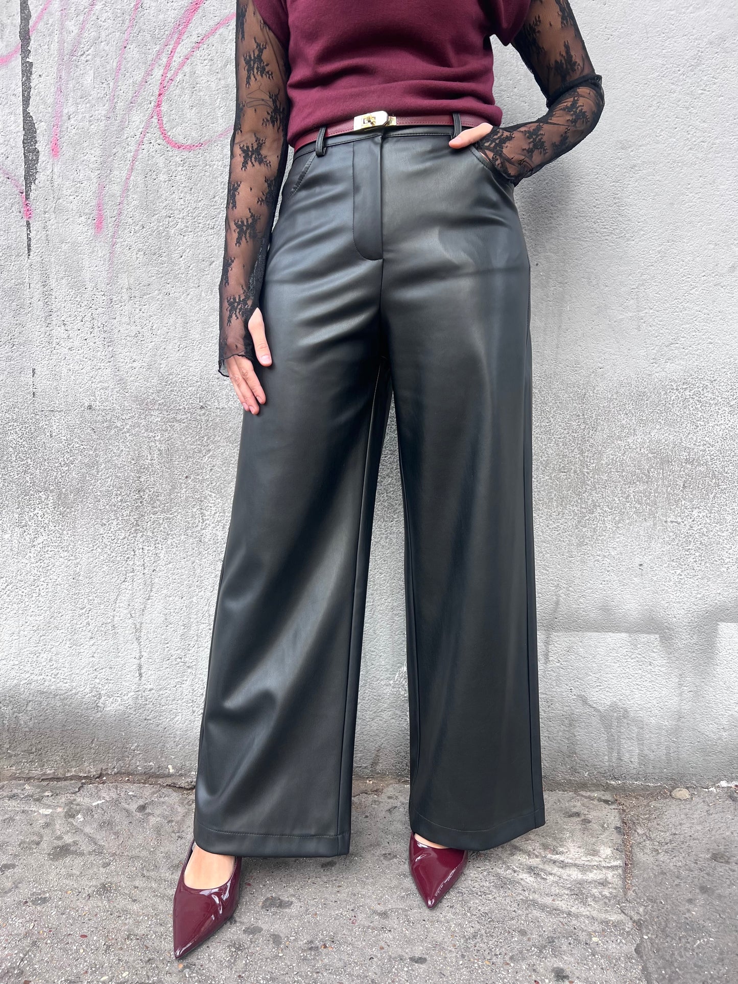 SUSY MIX PANTALONE FULL LENGHT  ECOPELLE LOREN NERO