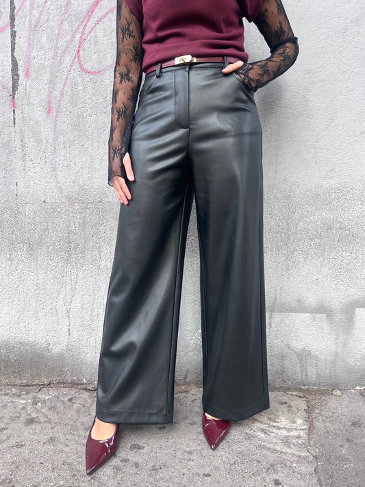 SUSY MIX PANTALONE FULL LENGHT  ECOPELLE LOREN NERO