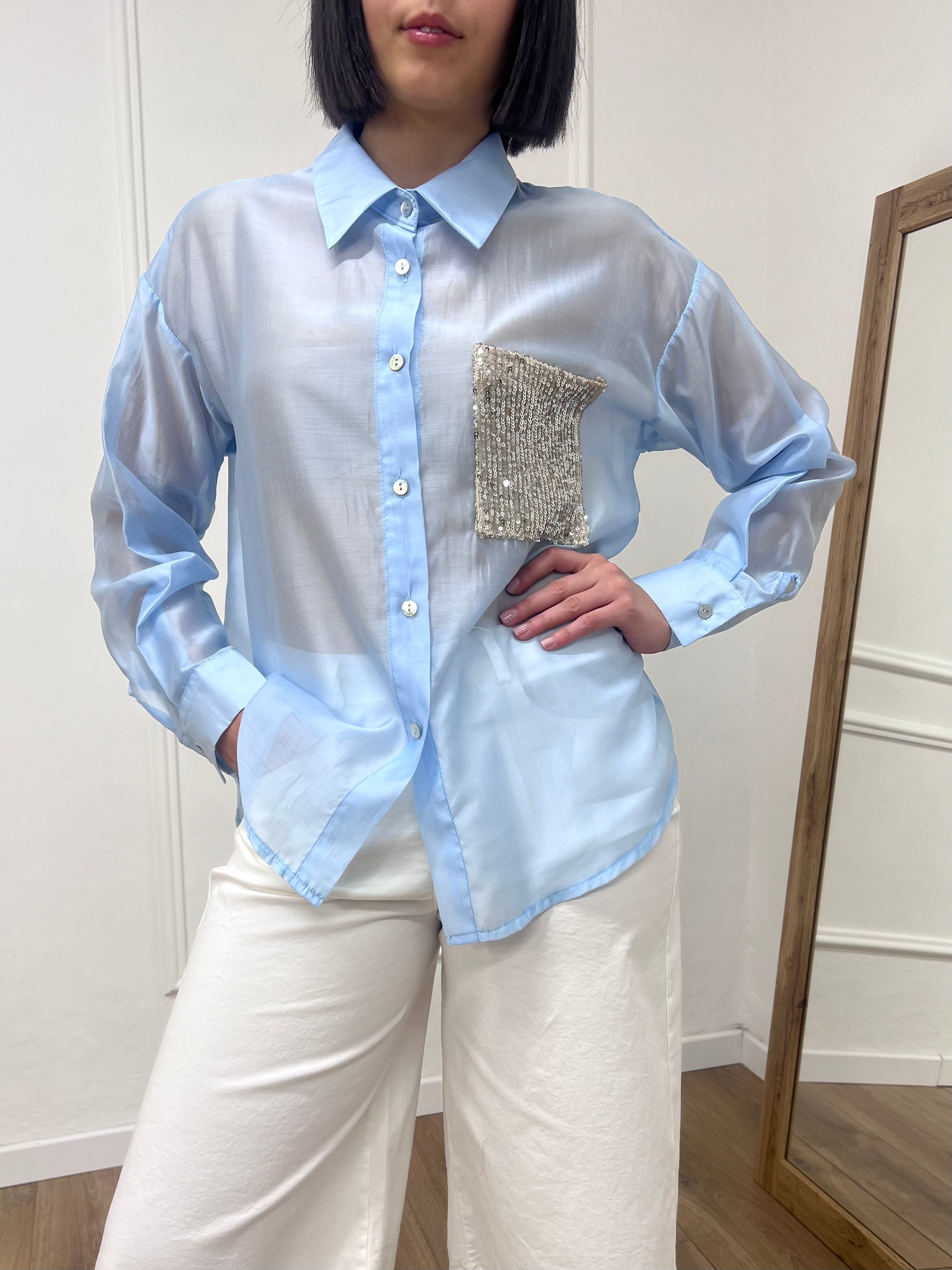 CAMICIA CON TASCA A TOPPA PAILLETTES MIRA CIELO SUSY MIX