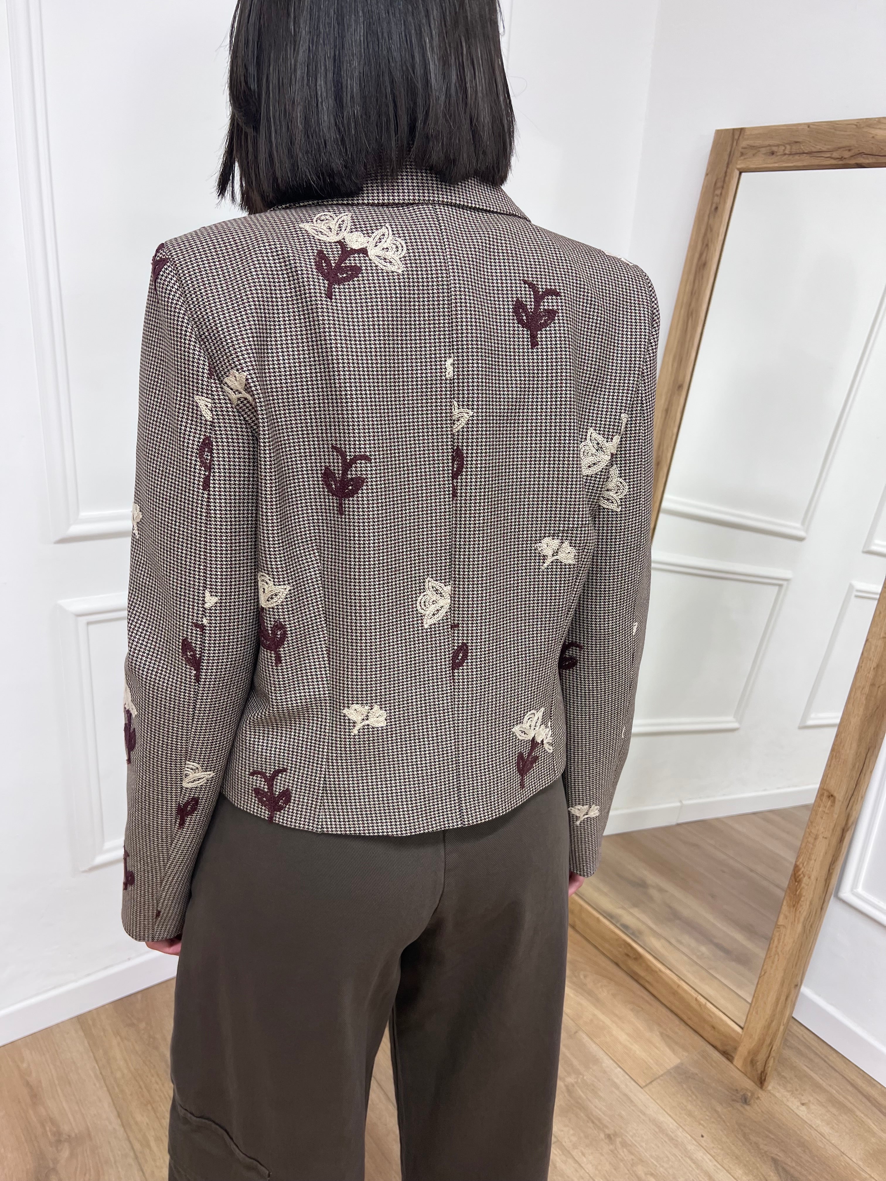 GIACCA CROP PEDY PULL RICAMI LILA VINO SISY MIX