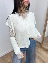 GILET FILO BOTTONI MANICOTTI ADELE LATTE SUSY MIX