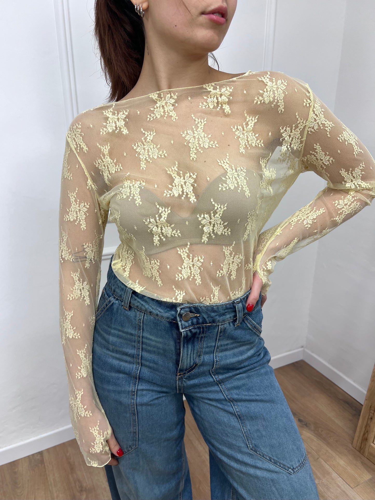 SUSY MIX MAGLIA PIZZO MANICOTTI ROBERTA GIALLO