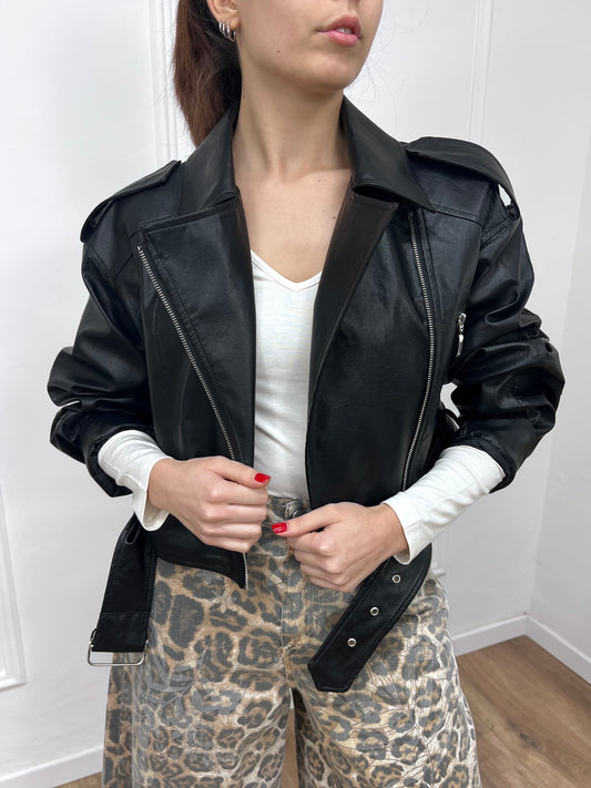 SUSY MIX BIKER CROP ECOPELLE LORENA NERO