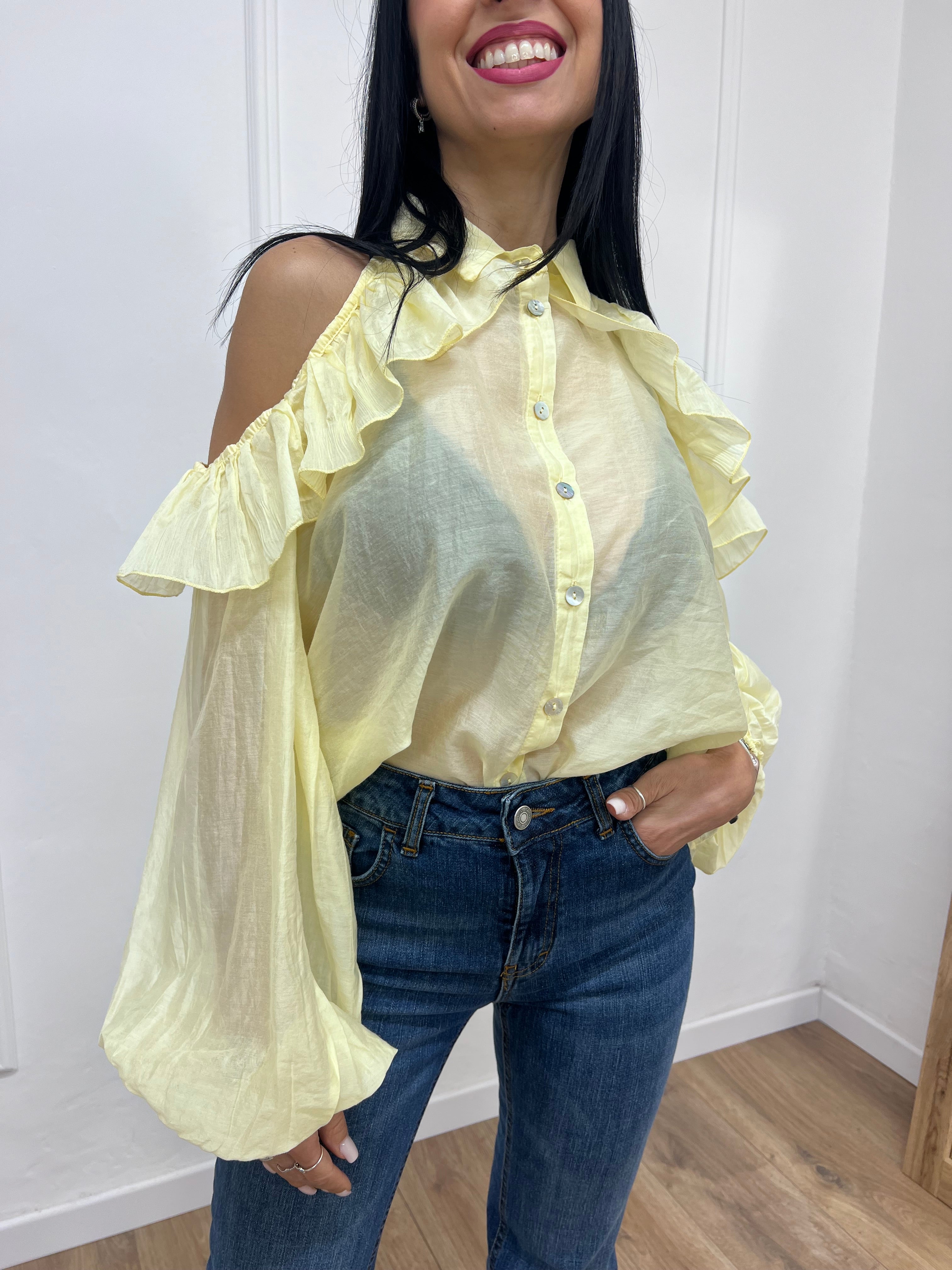 BLUSA CUT OUT ROUCHES ALENA GIALLO SUSY MIX
