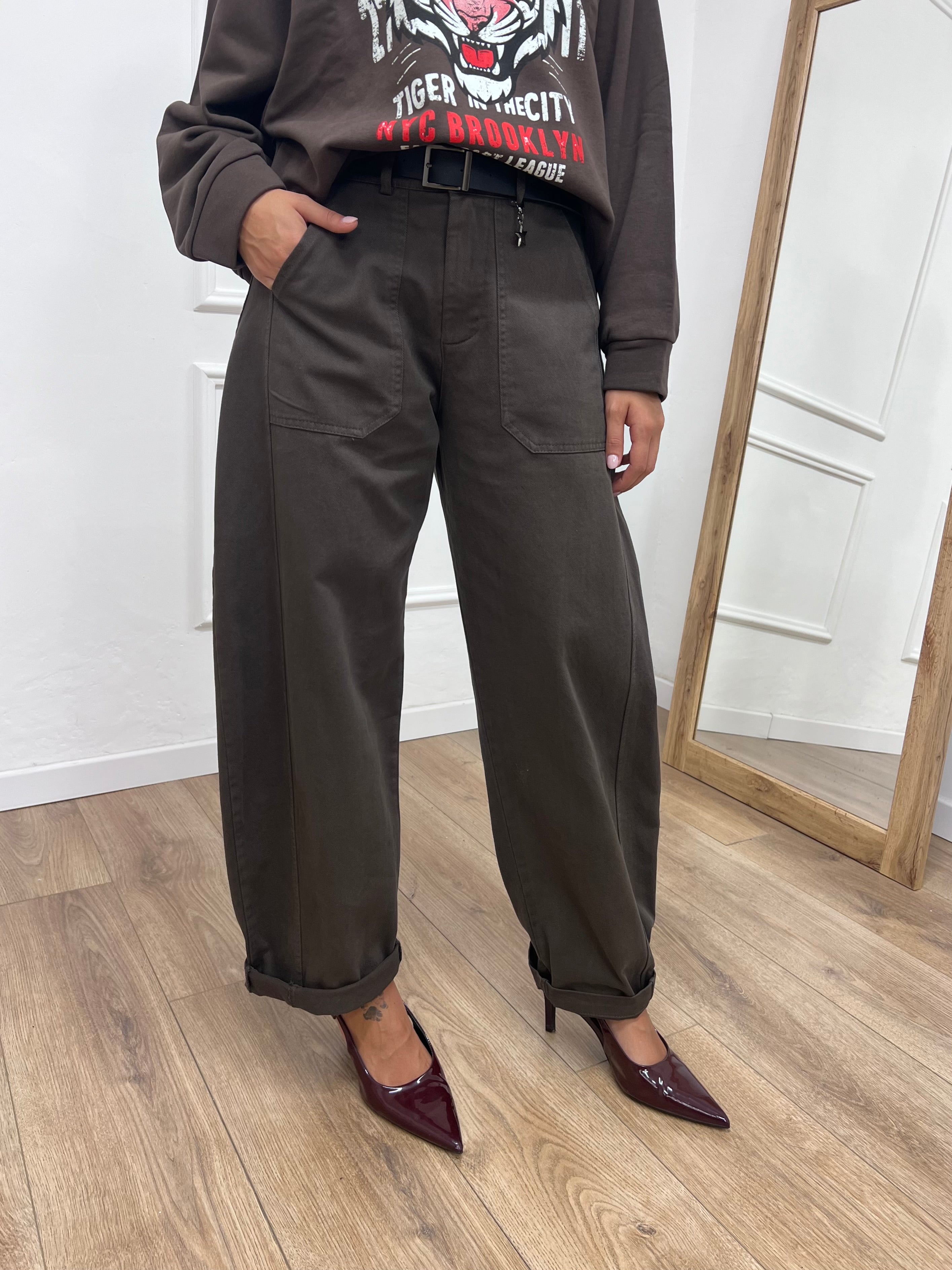 PANTALONE BALLON STELLINA TELA DENIM MORO SUSY MIX