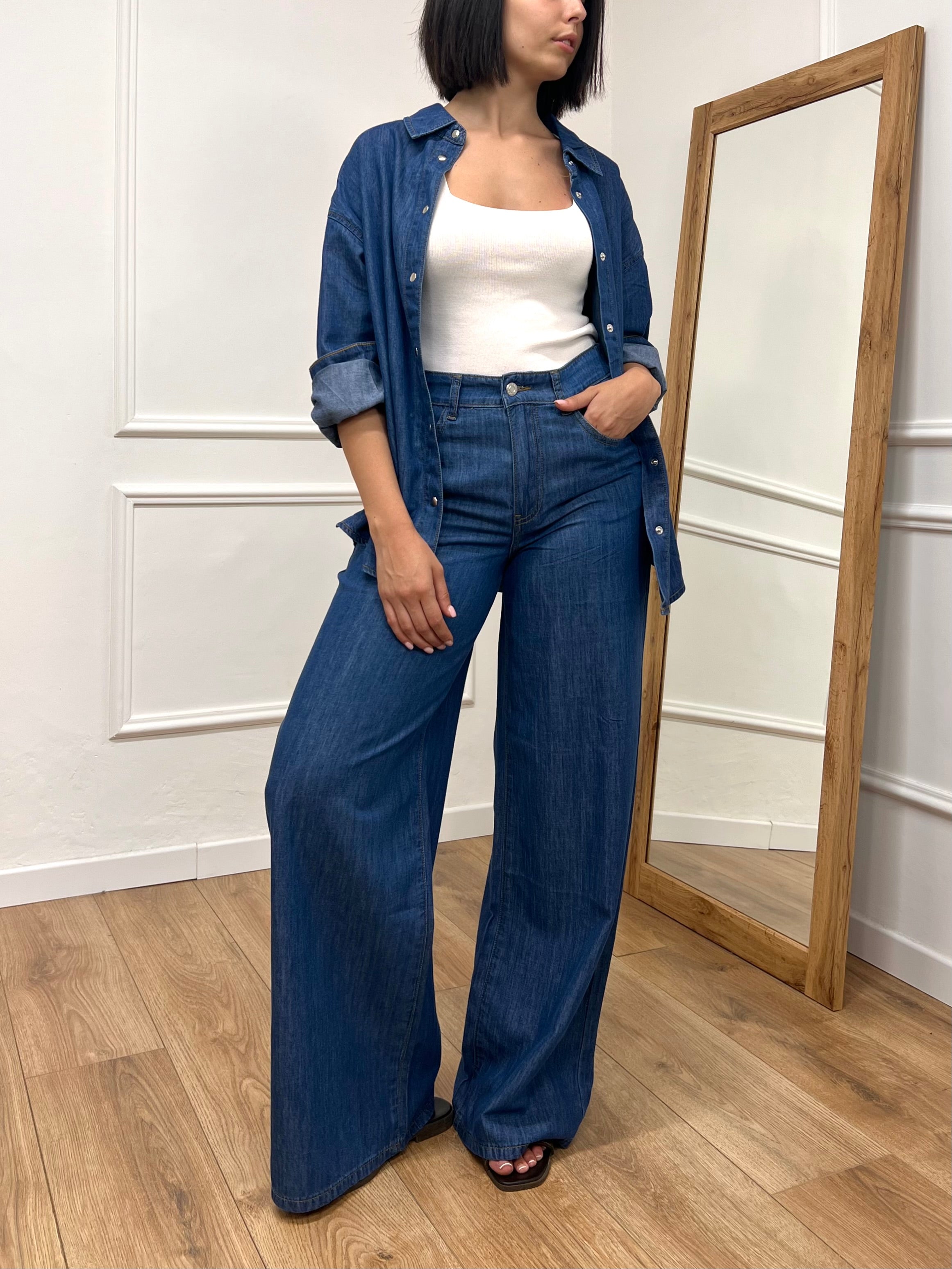 PANTALONE DENIM CHAMBRAY VITA REGOLARE ZERA BLU