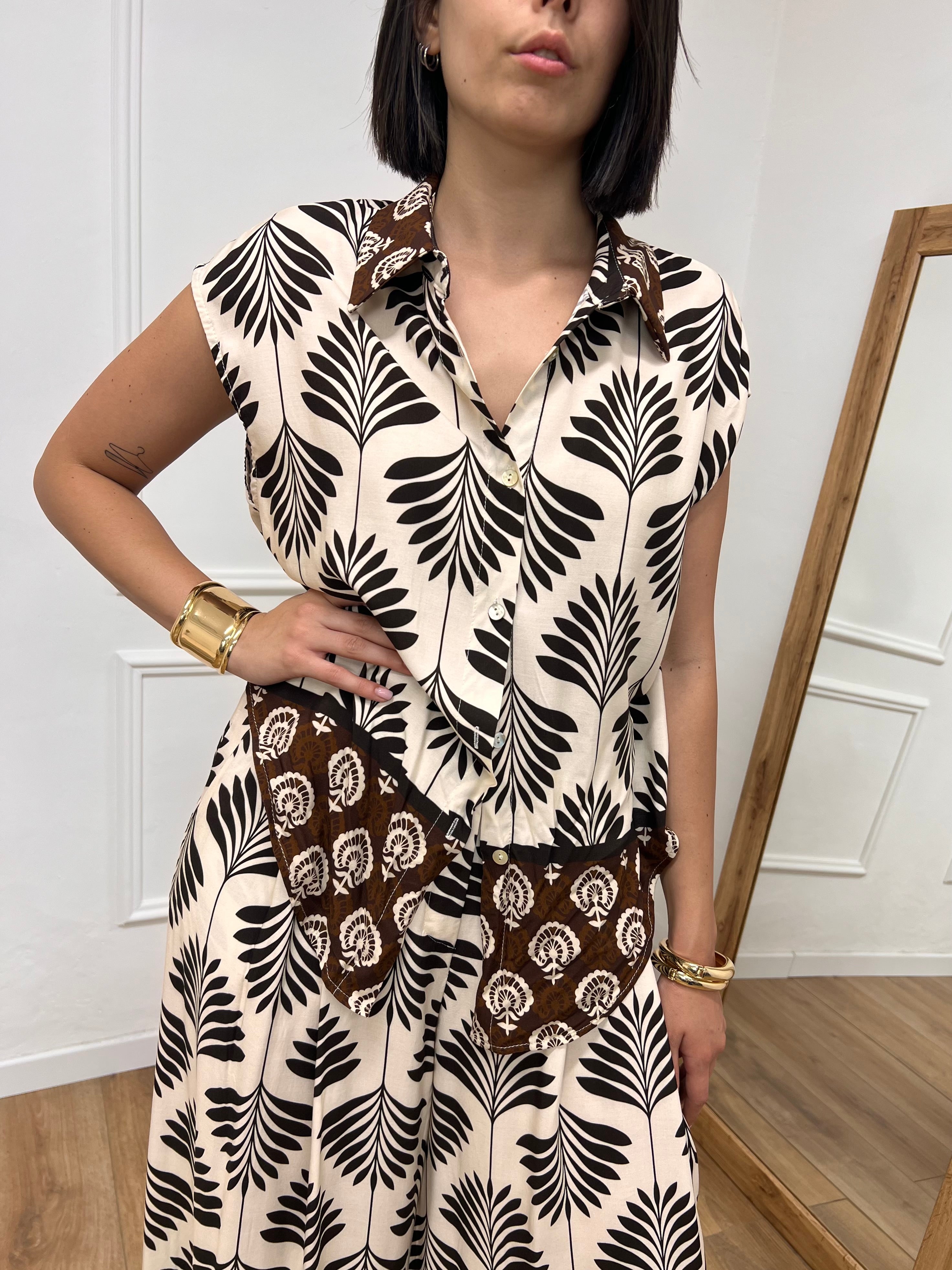 BLUSA SMANICATA BOTTONI FANTASIA MORO SUSY MIX