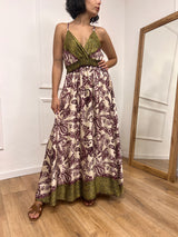 ABITO LUNGO SCOLLO SATIN FANTASIA FICO SUSY MIX