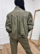 BOMBER ECOPELLE ARRICCIATO ROXY VERDE SUSY MIX