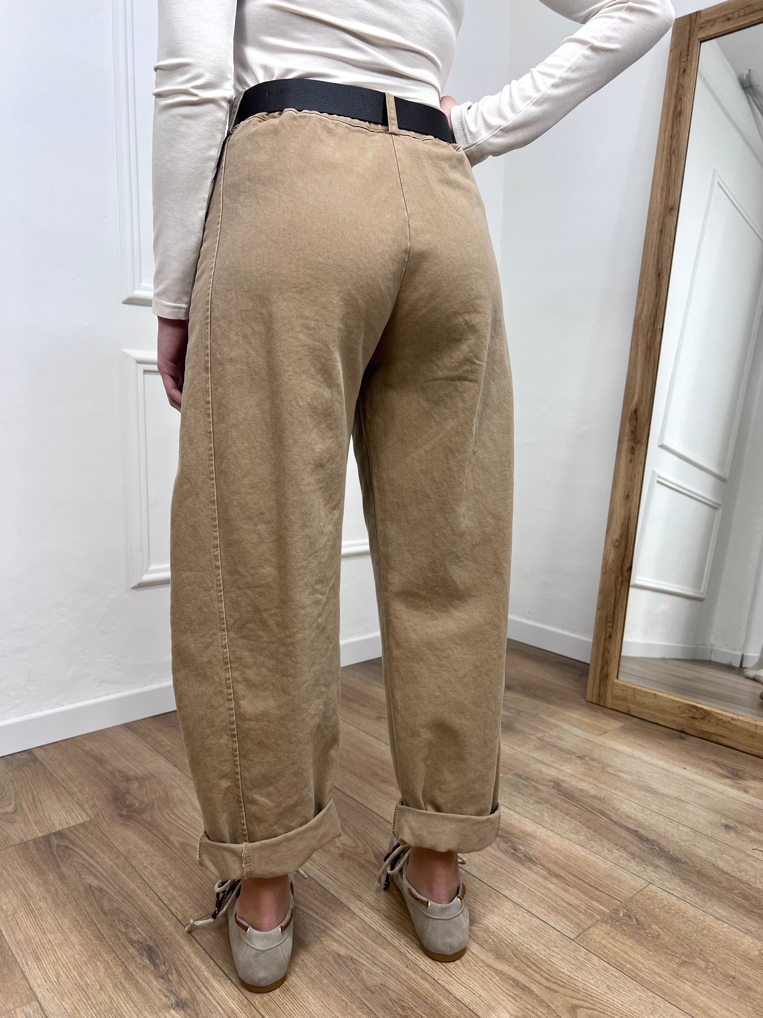 PANTALONE BALLON STELLINA TELA DENIM CAMEL SUSY MIX