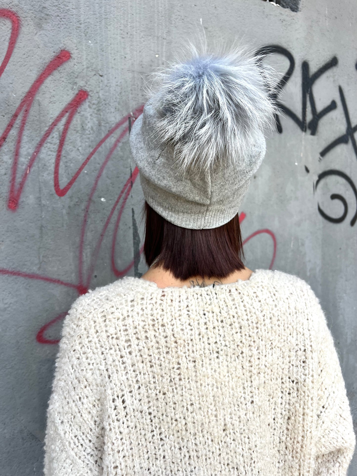 CAPPELLO SCESO CON PON PON LAPIN REMOVIBILE MÉLANGE