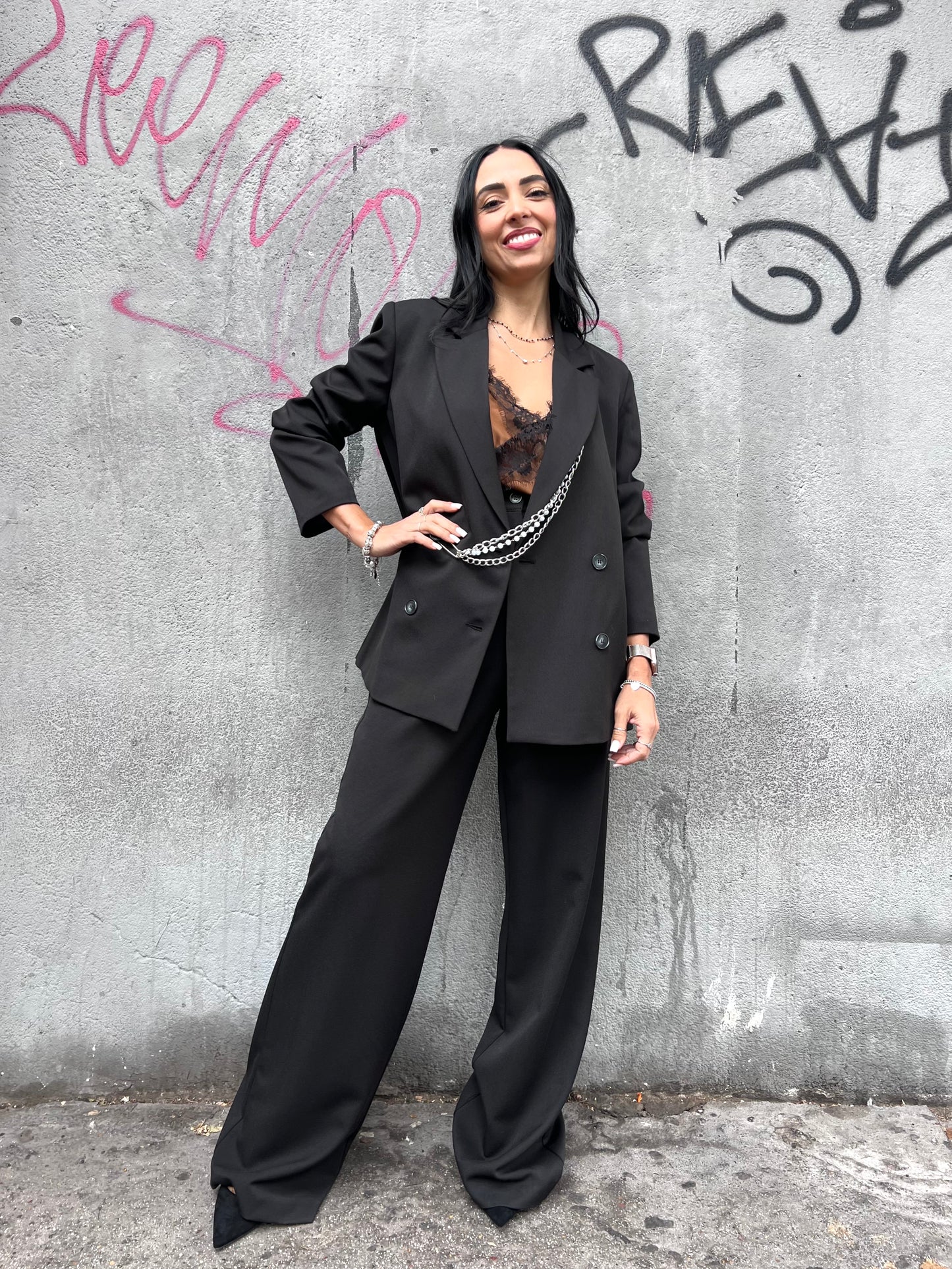 PHILIA LOFT PANTALONE SARTORIALE  PINCES ARONA NERO