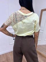 T-SHIRT M/C INSERTO PIZZO ROSITA GIALLO SUSY MIX