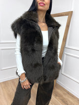 GILET ECOFUR CON CERNIERA MORO GLAMOROUS