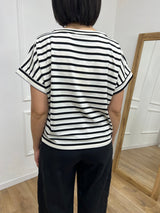 T-SHIRT M/C RIGHE TASCA MICRO PAILLETTES NERO SUSY MIX