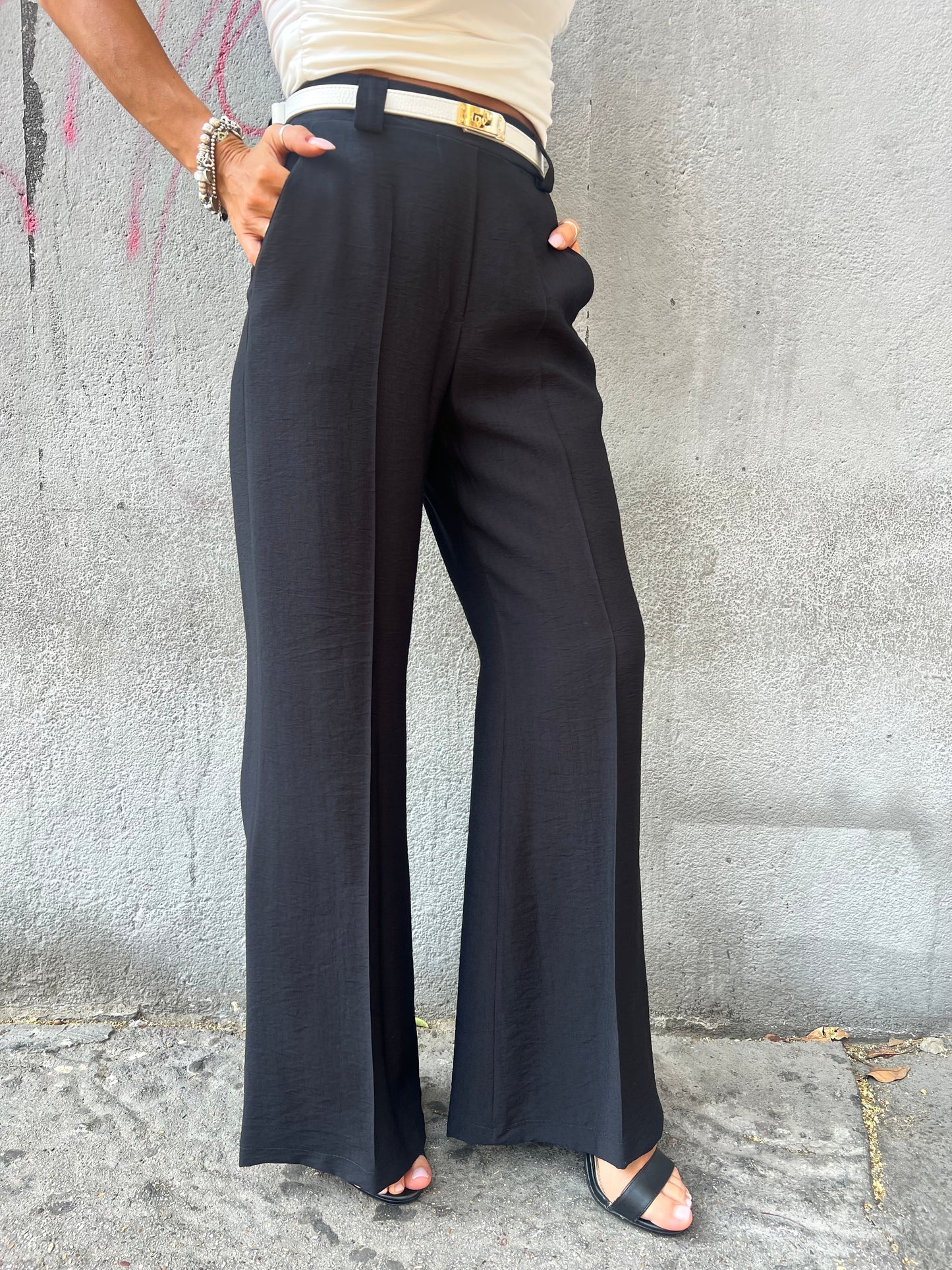 SUSY MIX PANTALONE GAMBA LARGA MILENA NERO