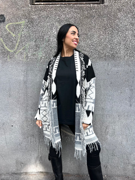 SUSY MIX CABAN LUNGO SFRANGIATO ETNICO NERO